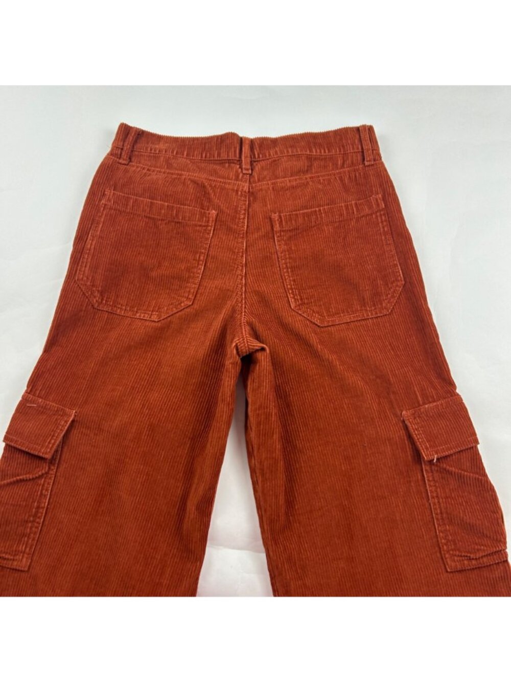 LONG RSQ Rust Cotton Corduroy Wide Leg Cargo Pant 27 - Picture 6 of 6